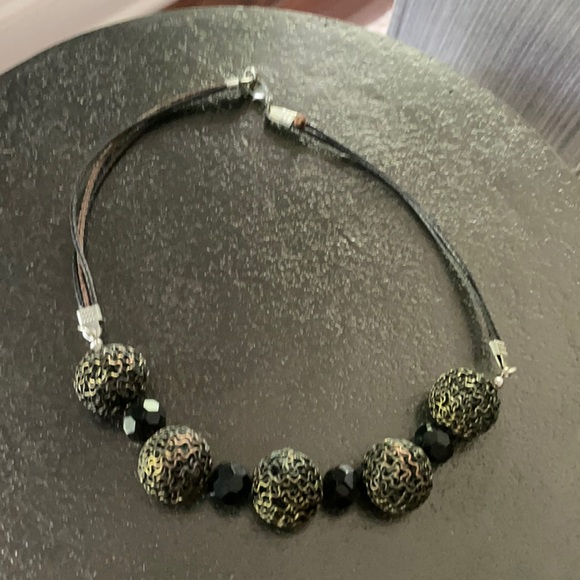 arhaus jewelry Jewelry Arhaus Black And Gold Bead Choker Lobster